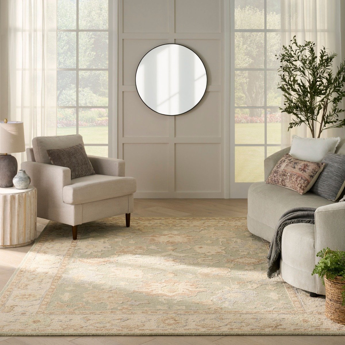 Mega Flooring Green Modern Bordered Rug - 236 x 297cm
