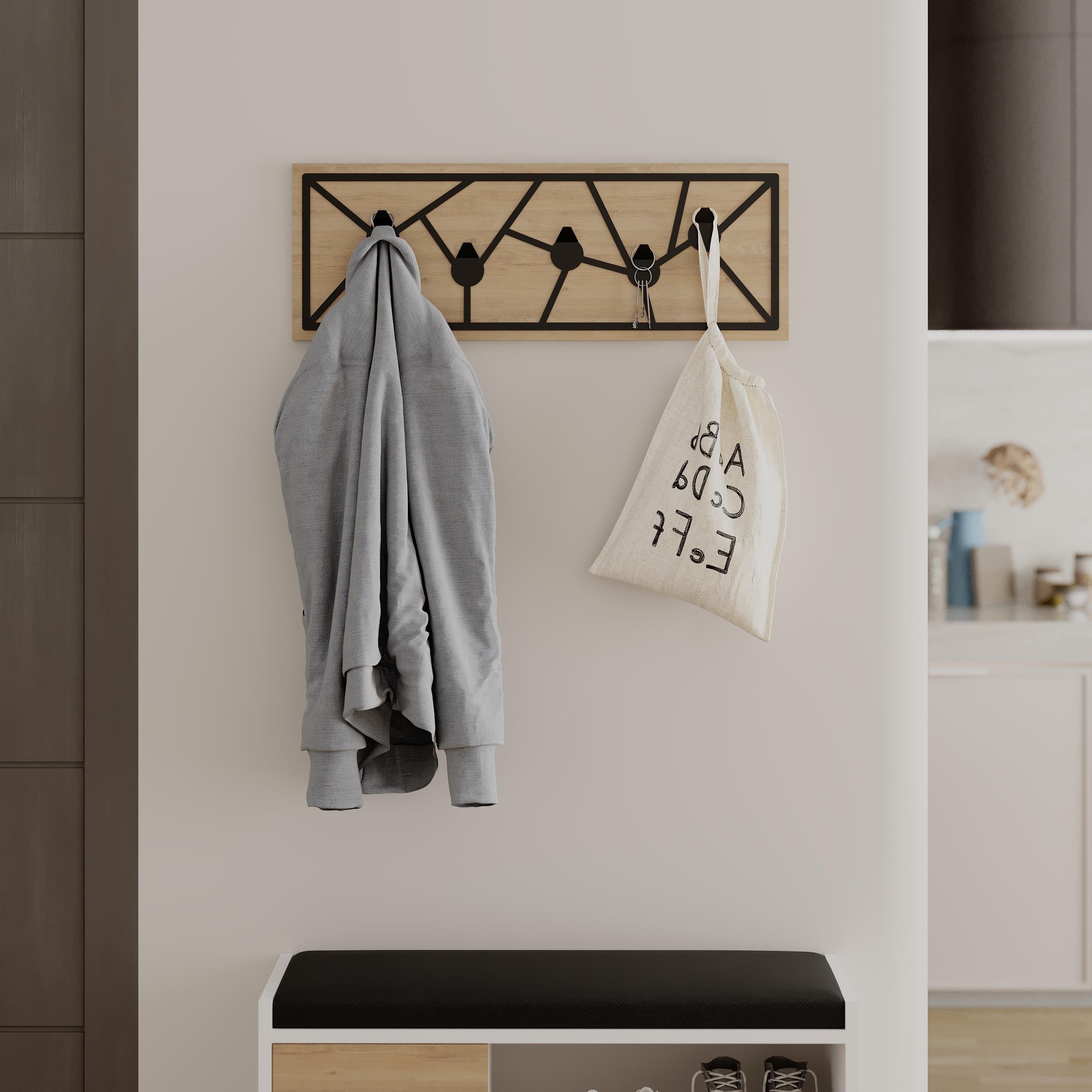 Decortie Trace Engineered Wood Wall Coat Rack - Oak