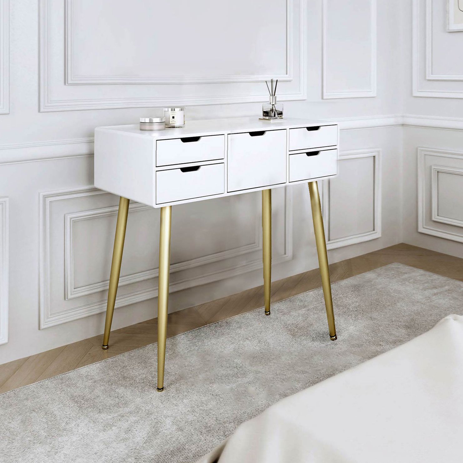 CARME Home Gabriella Dressing Table - White/Gold