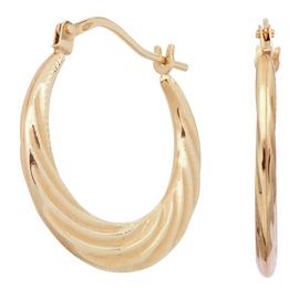 Revere 9ct Gold Swirl Effect Creole Hoop Earrings