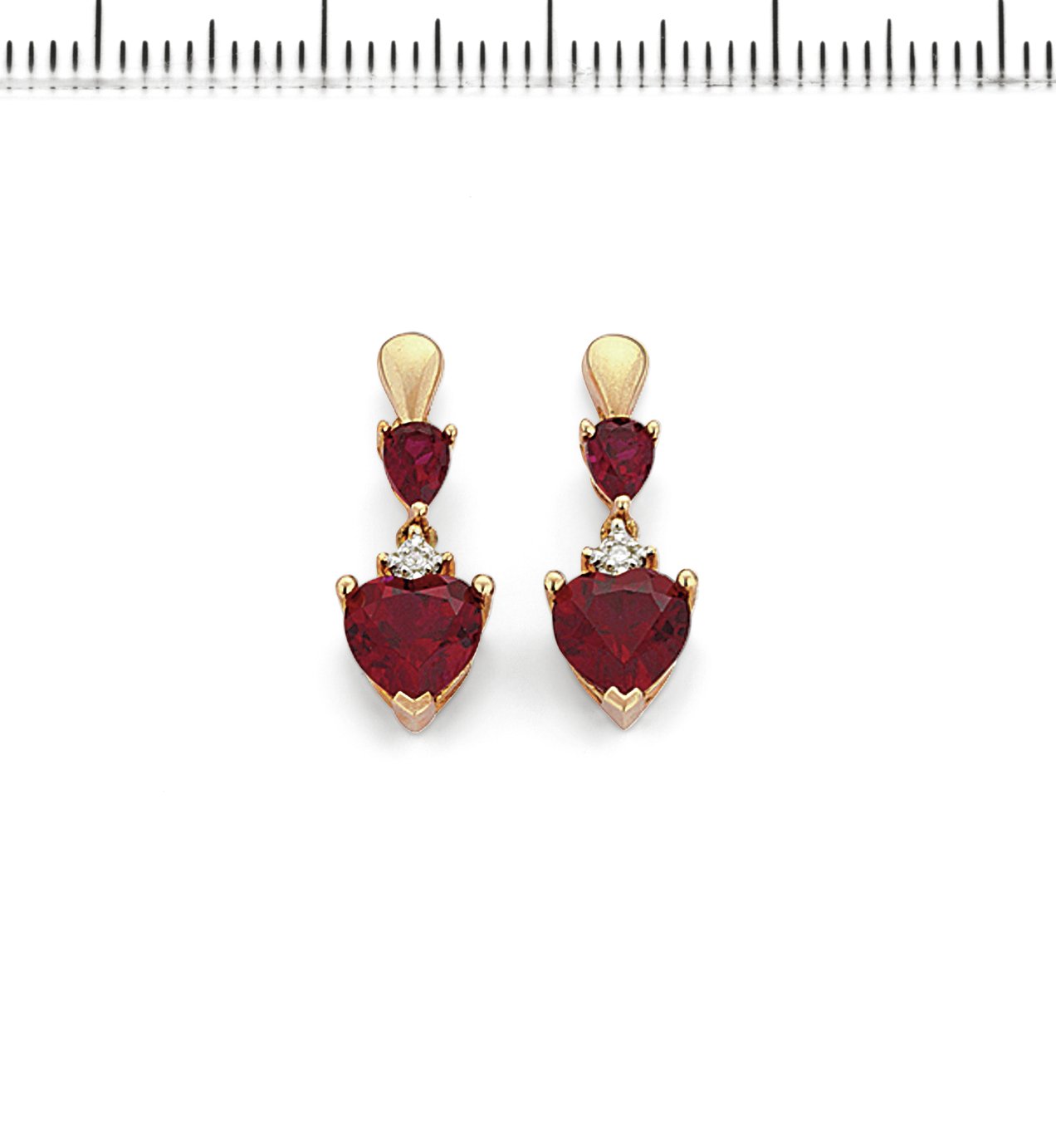 Revere 9ct Yellow Gold Created Ruby & Diamond Drop Earrings