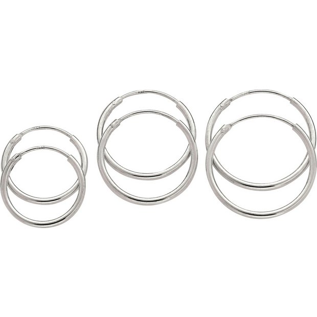 Buy Revere Sterling Silver Hoop Earrings - Set of 3 at Argos.co.uk ...