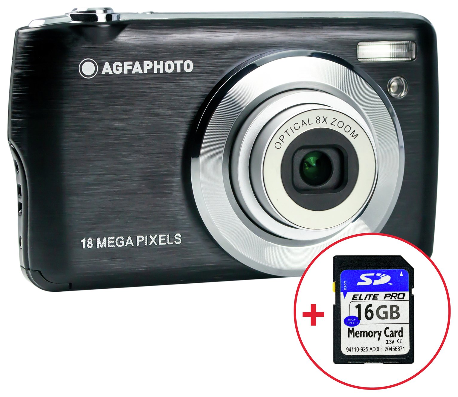 AGFA PHOTO DC8200 18MP 8x Zoom Compact Digital Camera -Black