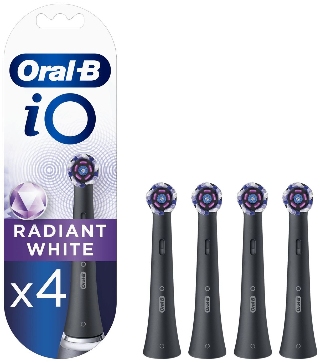Oral-B iO Radiant White Toothbrush Heads Black - 4 Pack