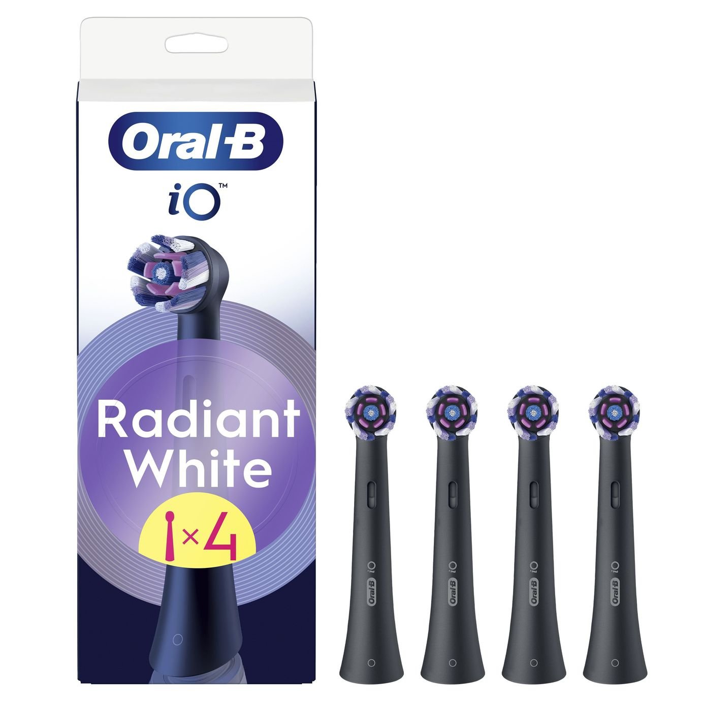 Oral-B iO Radiant White Toothbrush Heads Black - 4 Pack