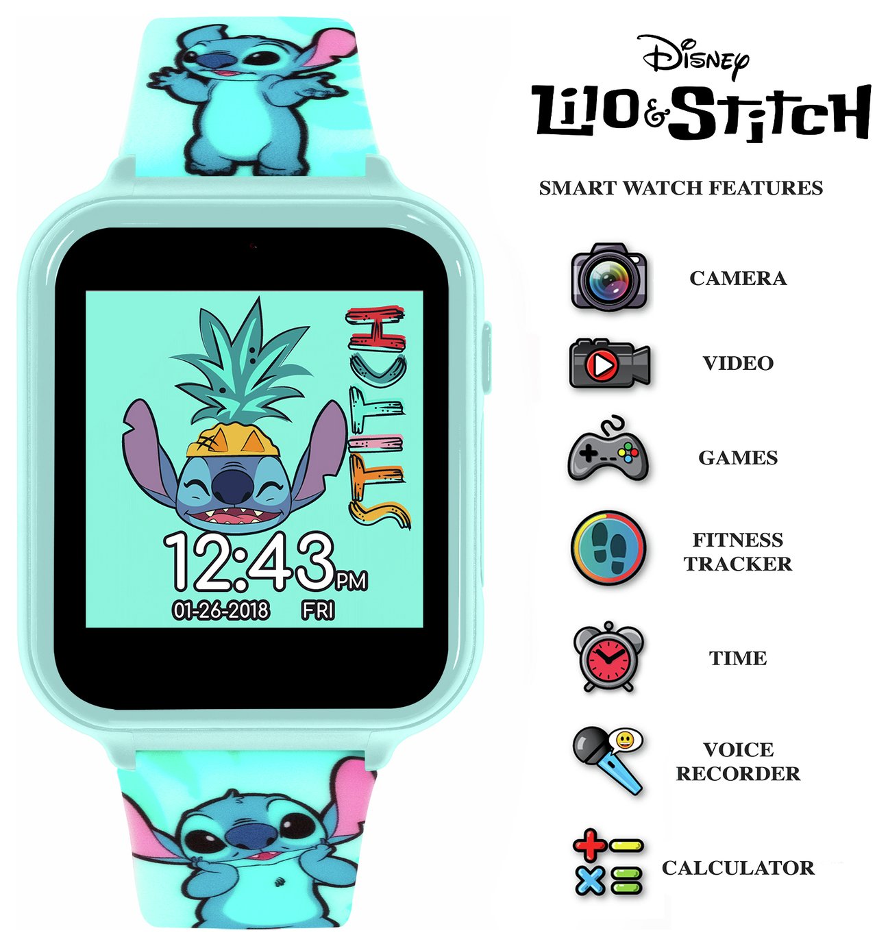 Disney Kids Blue Lilo and Stitch Interactive Smart Watch