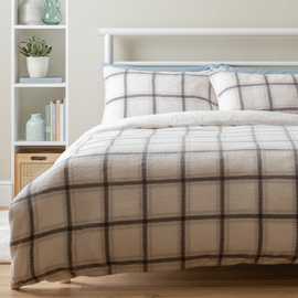 Argos Home Checked Grid Fleece Cream Bedding Set