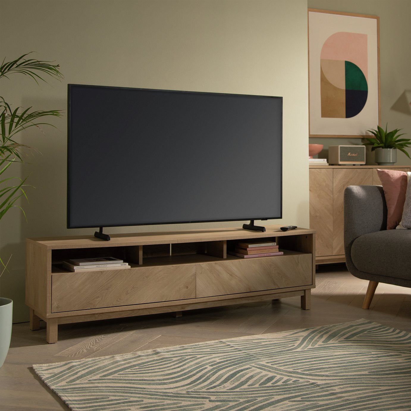 Habitat Fynn 2 Drawer TV Unit - Natural