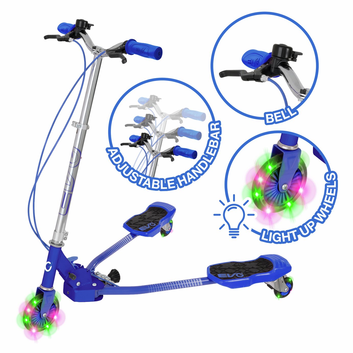EVO Light Up V-Flex Foldable Scooter - Blue