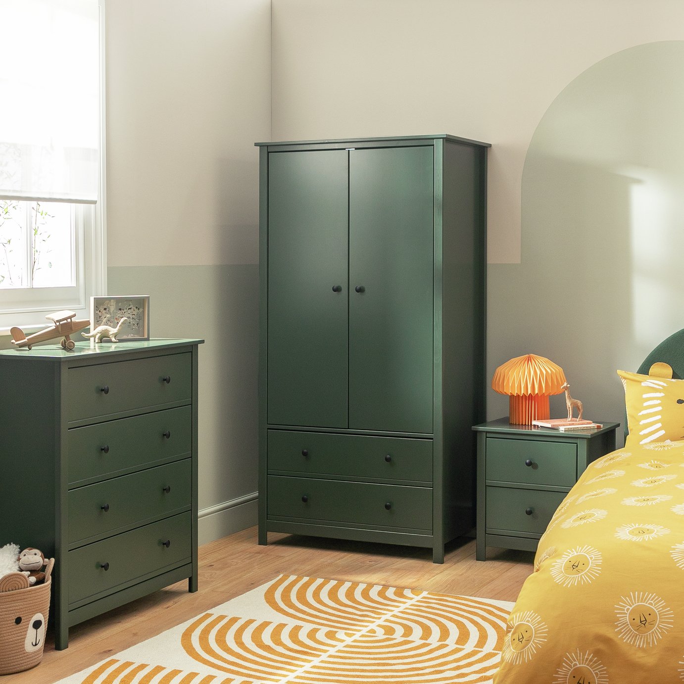 Habitat Brooklyn 3 Piece 2 Door Wardrobe Set - Green