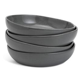 Habitat 4 Piece Stoneware Pasta Bowls - Grey Reactive