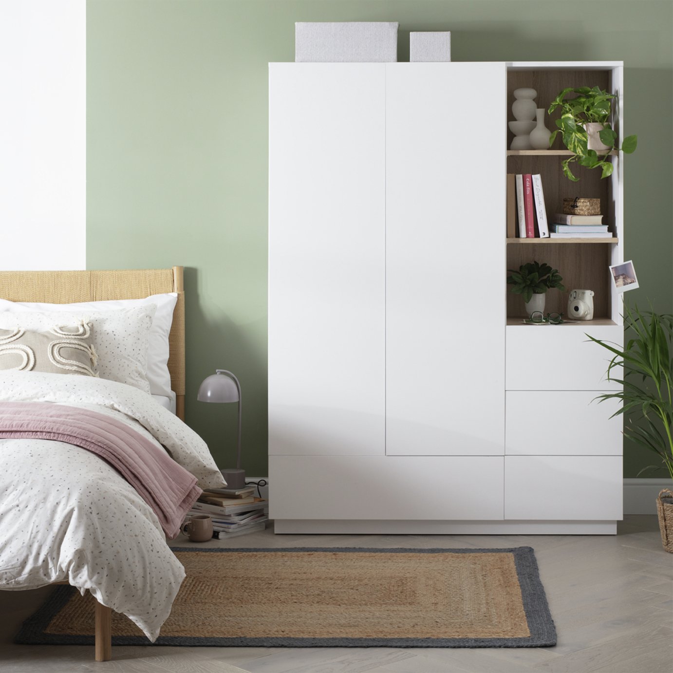 Habitat Skandi 2 Door 4 Drawer Open Wardrobe - White