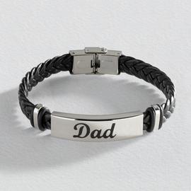 Revere Black Leather 'DAD' Bracelet