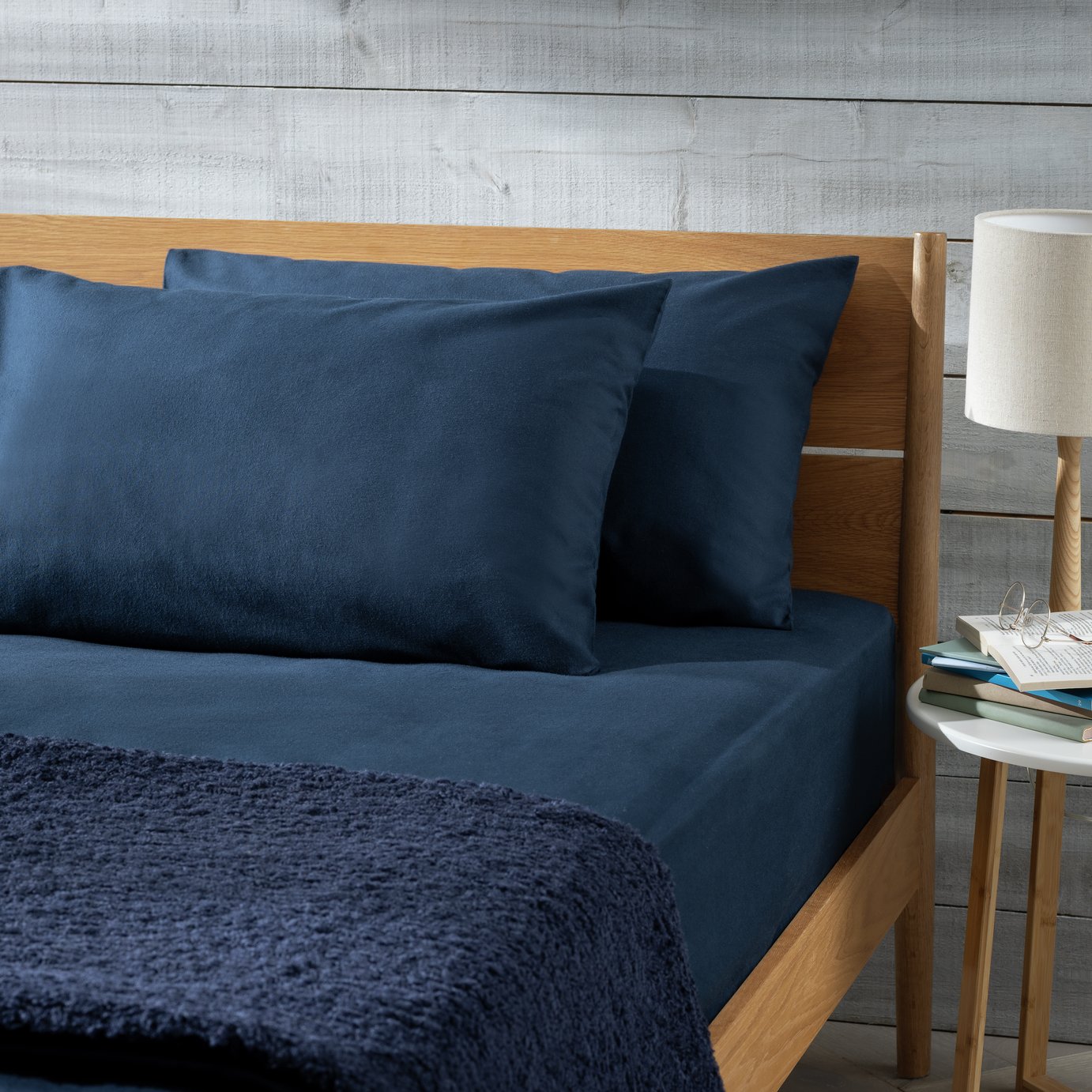 Habitat Soft and Cosy Brushed Cotton Pillowcase Pair - Navy