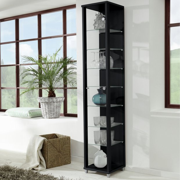 Buy Argos Home Shelf Glass Narrow Display Cabinet Black