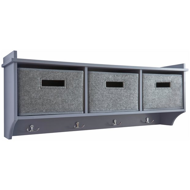 Buy Lloyd Pascal Glade 3 Drawer Shelf with Hooks Grey Wall