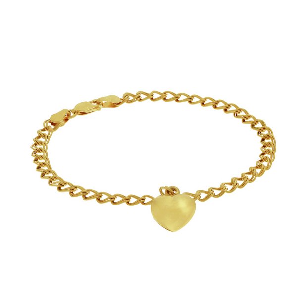 Buy Revere 9ct Gold Plated Sterling Silver Heart Charm Bracelet ...