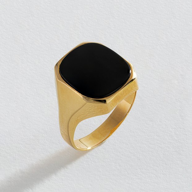 Buy Revere 9ct Yellow Gold Black Onyx Signet Ring O Mens rings Argos