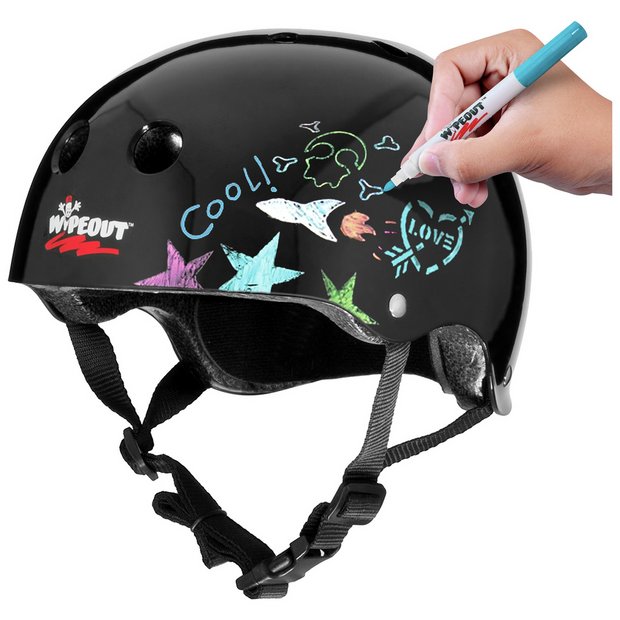 Buy Wipeout Dry Erase 8 Kids Bike Helmet Black 52 56cm Bike helmets and safety pads Argos