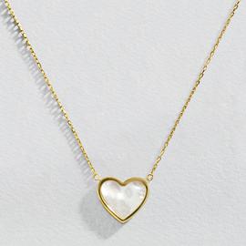 Revere 9ct Yellow Gold Mother of Pearl Heart Shape Necklace