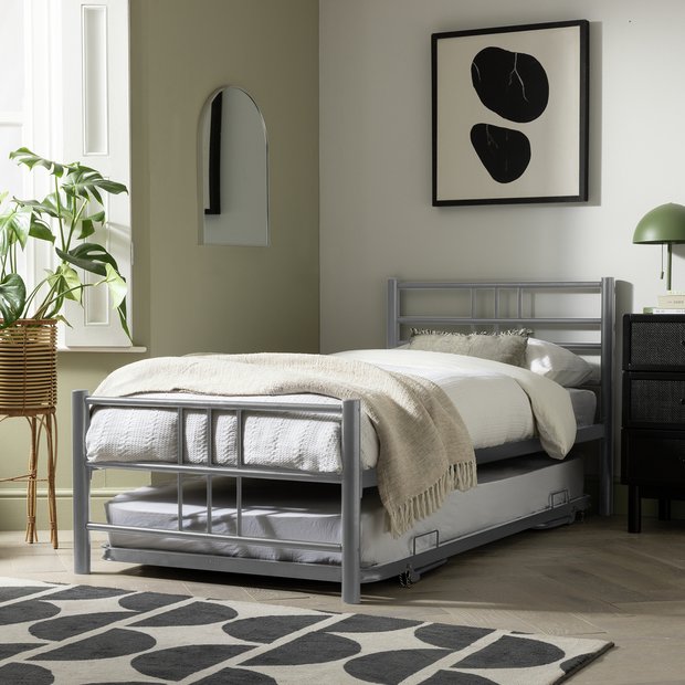 Buy Argos Home Atlas Metal Guest Bed With 2 Mattresses Silver Folding and guest beds Argos