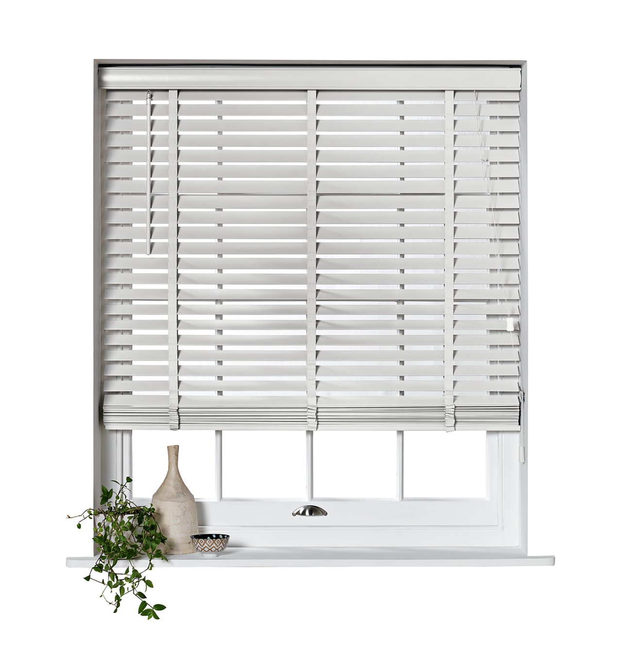 Habitat Wooden White 50mm Slat Venetian Tape Blind - 90cm