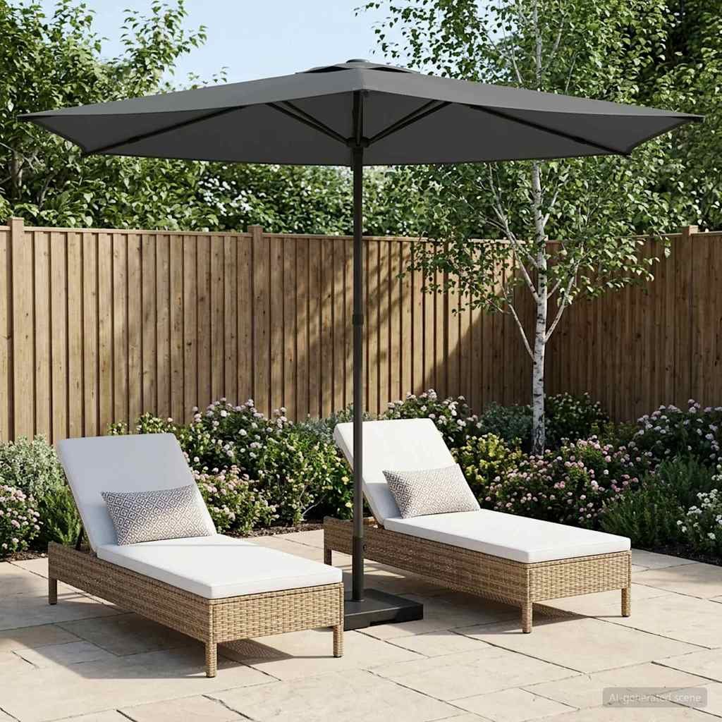 Walplus Rectangular Polyester Garden Parasol - Anthracite - 269 x 269 x 223 cm