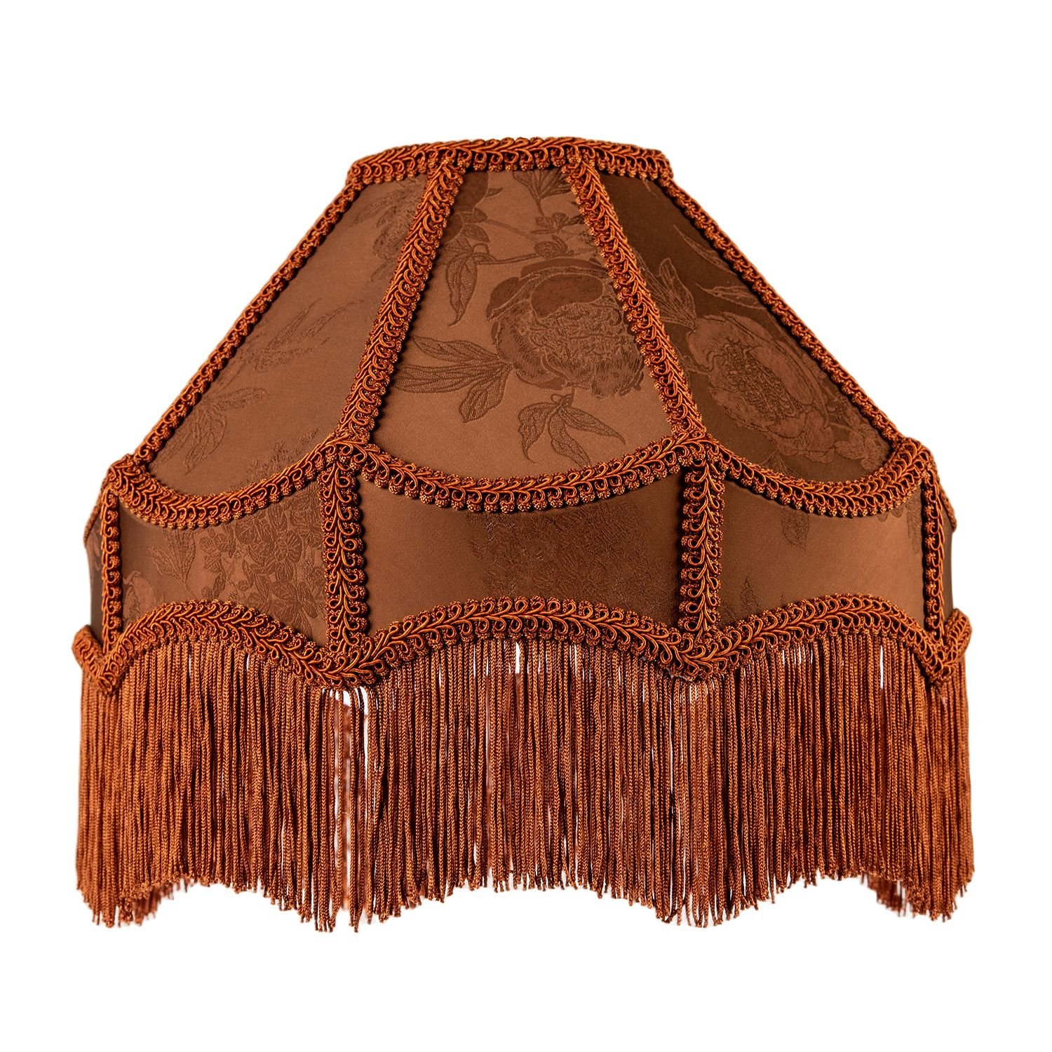 Happy Homewares Brown Faux Silk Victorian with Floral Decor Lampshade - 30cm