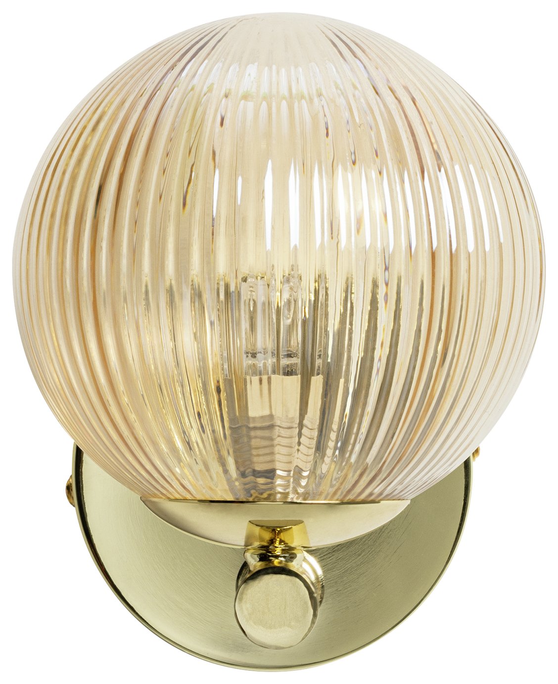 Habitat Globe Ribbed Glass Metal Wall Light - Champagne