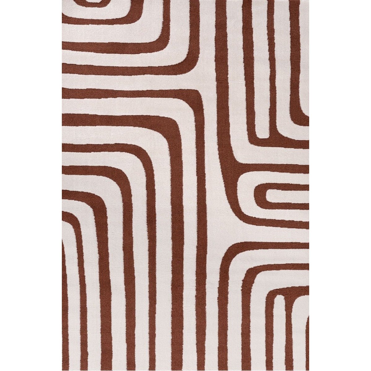 The Rugs Terracotta Loft Curved Line Rug - 80 x 150cm
