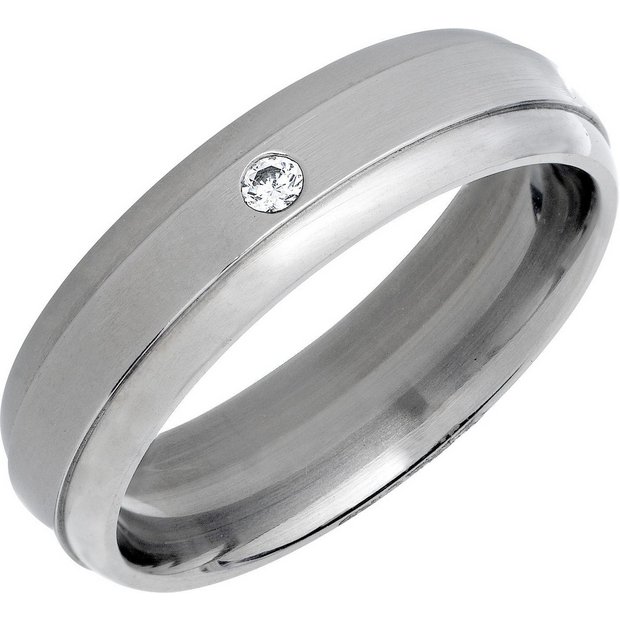 Buy Titanium Cubic Zirconia Polished Band Ring at Argos.co.uk - Your ...