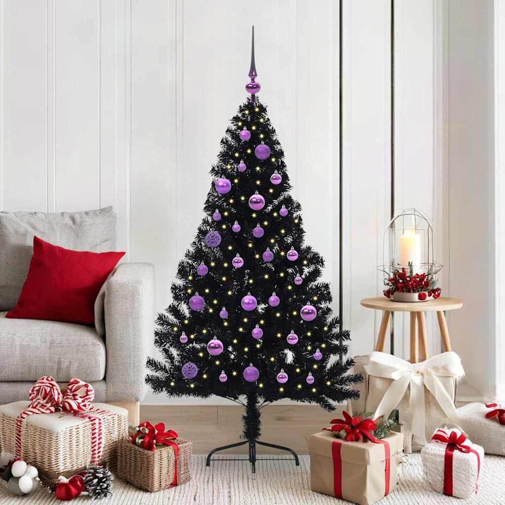 Walplus 150 LED Fairy Lights Pre-lit Artificial Christmas Tree - Black - 150 cm