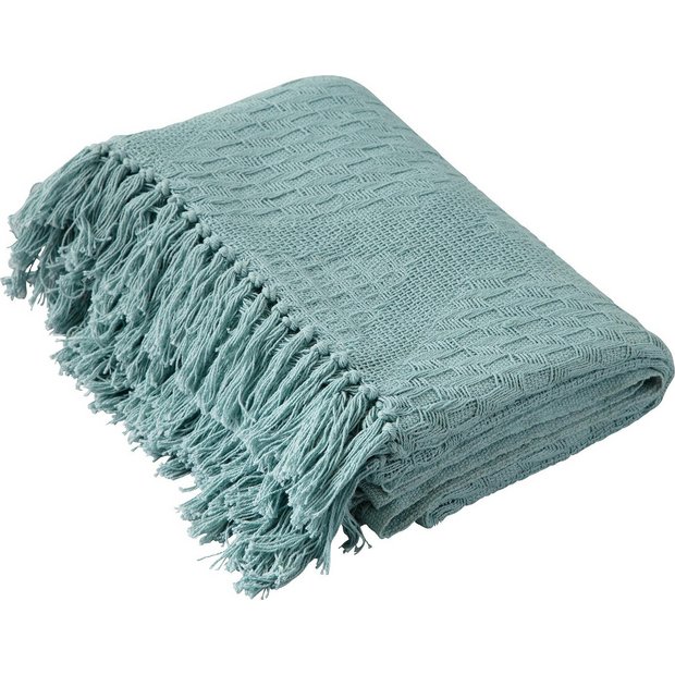 Buy HOME Diamond Cotton Throw - Duck Egg at Argos.co.uk - Your Online ...