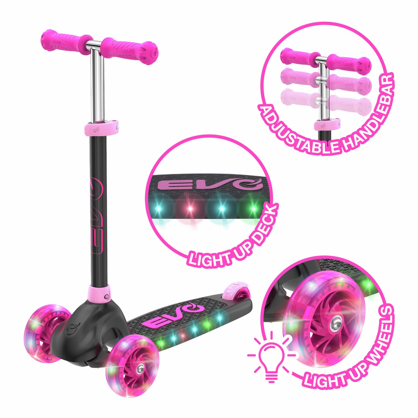 Evo Eclipse Kids 3 Wheel Scooter - Pink