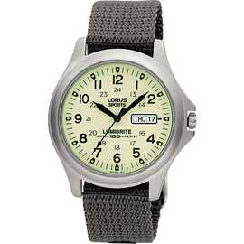 Lorus Men's Lumibrite Grey Fabric Web Strap Watch