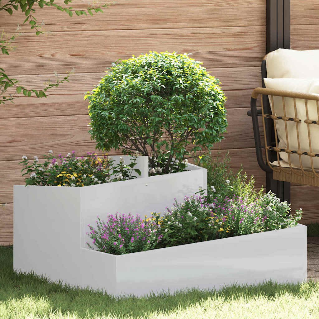 Walplus Galvanised Steel Garden Planter - Silver - 80 x 80 x 50 cm