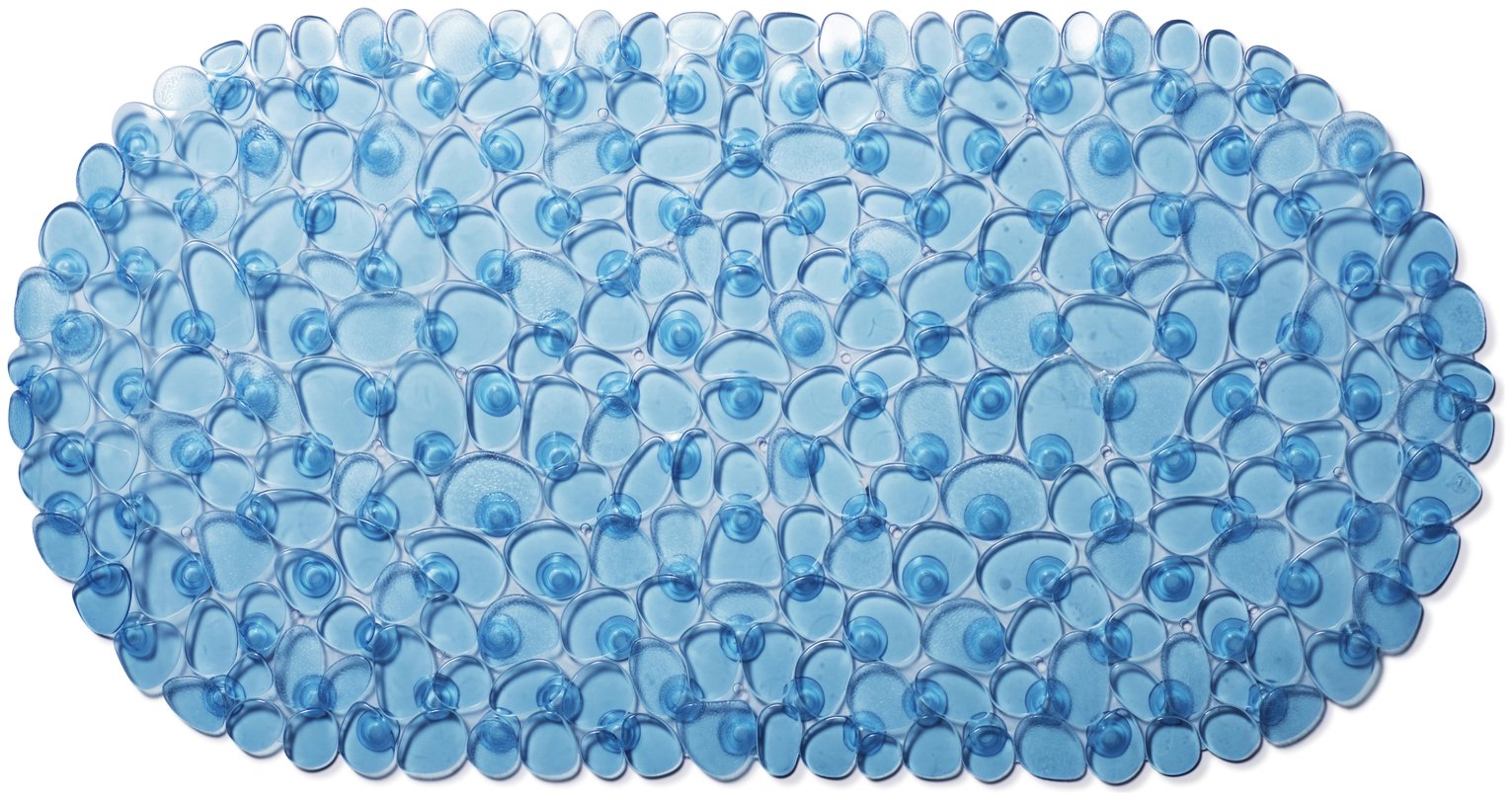 blue bath mat