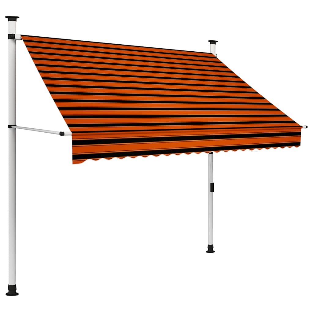 Walplus Manual Polyester Retractable Awning - Orange and Brown - 200 x 120 cm