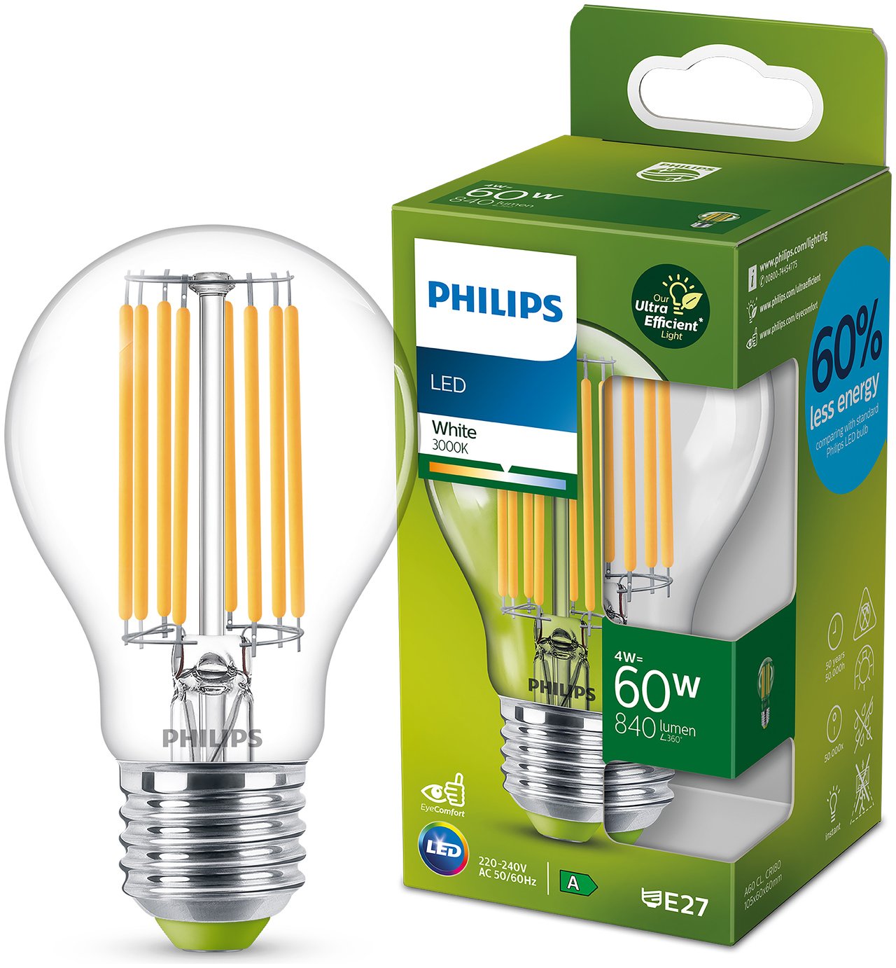 Philips 4W - 60W LED ES Ultra Efficient Light Bulb