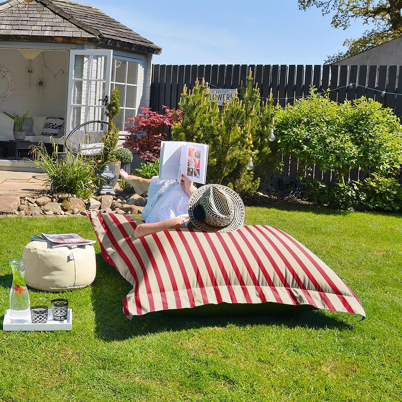 rucomfy Stripe Indoor Outdoor Bean Bag
