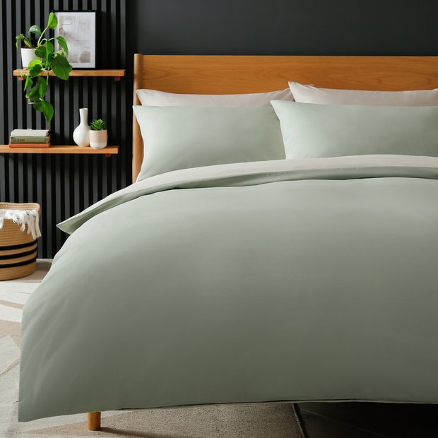 Buy Habitat Polycotton New Green Reversible Bedding Set - Single | Duvet cover sets | Argos