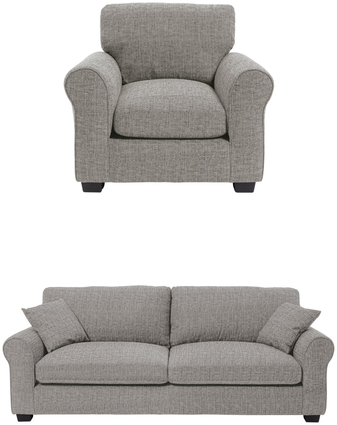 Argos Home Lisbon Fabric Chair & 4 Seater Sofa - Grey