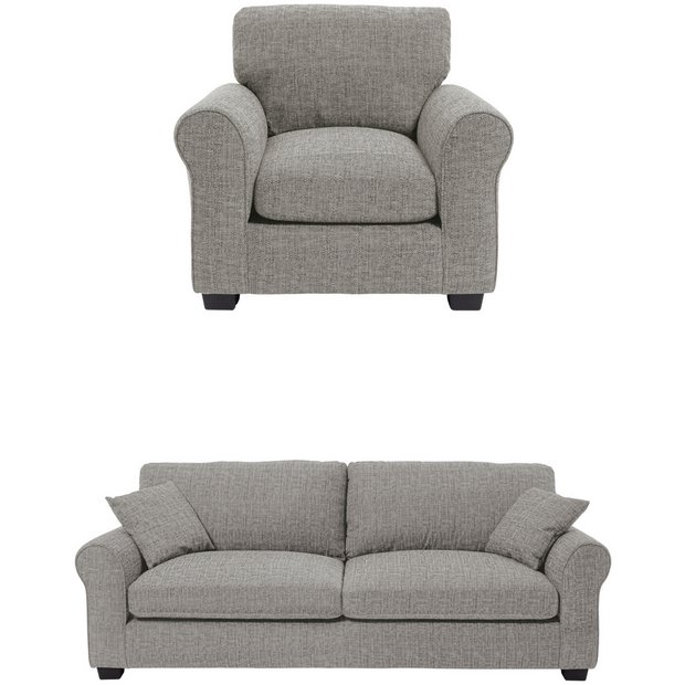 Buy Argos Home Lisbon Fabric Chair 4 Seater Sofa Grey Sofa sets Habitat