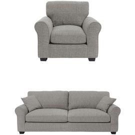Habitat Lisbon Fabric Chair & 4 Seater Sofa - Grey