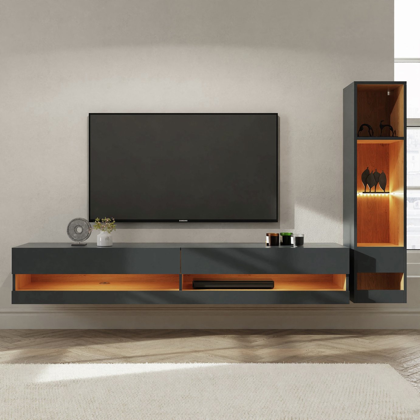 GFW Leon 2 Piece Furniture Set with 180cm Unit - Anthracite