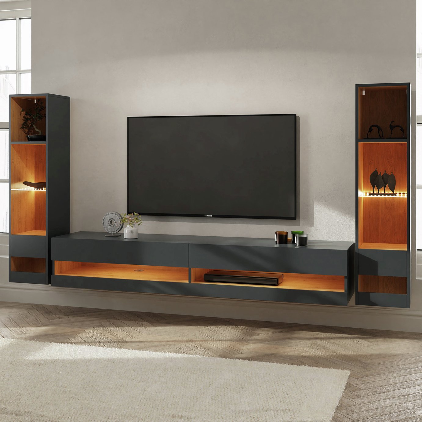 GFW Leon 3 Piece Furniture Set with 180 cm Unit - Anthracite