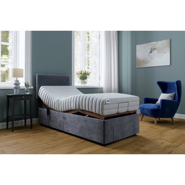 Buy Mibed Memory Single Adjustable Bed With Drawer Grey Bed frames Argos