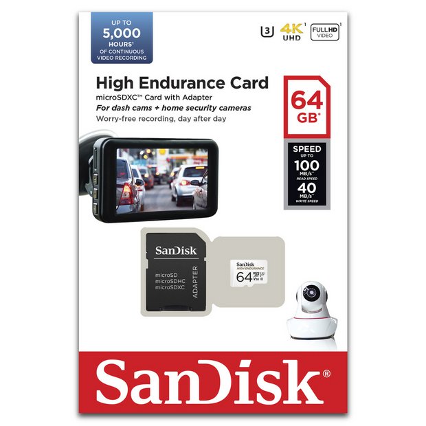 Buy Sandisk High Endurance 100mbs Microsdxc Memory Card 64gb Microsd Memory Cards Argos