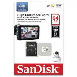 SanDisk High Endurance 100MBs MicroSD Memory Card - 64GB