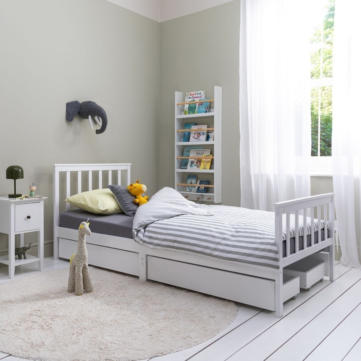 Noa & Nani Otis 3ft Single Bed Frame With 2 Storage Drawers - White